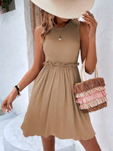 Load image into Gallery viewer, Frill Round Neck Sleeveless Mini Dress
