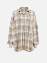 Load image into Gallery viewer, Plaid Collared Neck Dropped Shoulder Shirt
