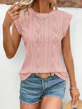 Load image into Gallery viewer, Eyelet Round Neck Cap Sleeve Top
