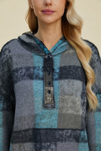 Load image into Gallery viewer, Double Take Full Size Plaid Dropped Shoulder Hoodie
