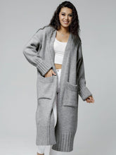 Load image into Gallery viewer, Pocketed Open Front Dropped Shoulder Cardigan
