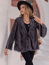 Load image into Gallery viewer, Tied Lace Detail Long Sleeve Cardigan

