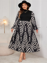 Load image into Gallery viewer, Plus Size Printed Mock Neck Long Sleeve Midi Dress
