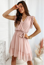 Load image into Gallery viewer, Full Size Ruffled Surplice Cap Sleeve Dress
