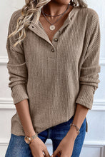 Load image into Gallery viewer, Ribbed Half Button Long Sleeve Knit Top
