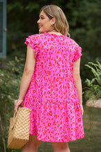 Load image into Gallery viewer, Plus Size Ruffled Leopard Cap Sleeve Mini Dress
