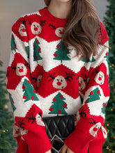 Load image into Gallery viewer, Christmas Element Round Neck Long Sleeve Sweater
