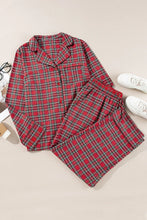 Load image into Gallery viewer, Plus Size Plaid Collared Neck Top and Pants Lounge Set
