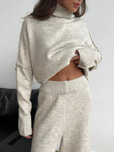 Load image into Gallery viewer, Slit Turtleneck Long Sleeve Top and Pants Sweater Set
