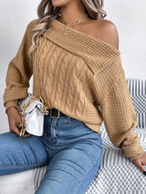 Load image into Gallery viewer, Cable-Knit One Shoulder Long Sleeve Sweater
