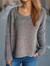 Load image into Gallery viewer, Heathered V-Neck Long Sleeve Sweater

