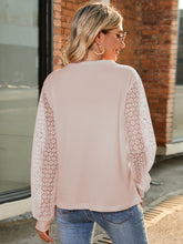 Load image into Gallery viewer, Full Size Round Neck Lace Long Sleeve T-Shirt Plus Size
