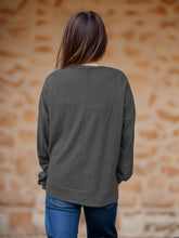 Load image into Gallery viewer, Side Slit Round Neck Long Sleeve T-Shirt
