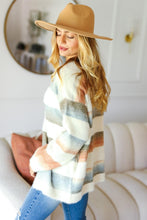 Load image into Gallery viewer, Haptics Full Size Button Down Stripe Soft Fuzzy Sweater Cardigan
