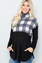 Load image into Gallery viewer, Celeste Full Size Pocketed Plaid Turtleneck Long Sleeve Blouse
