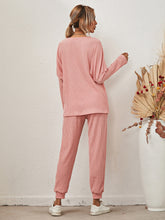 Load image into Gallery viewer, Full Size Round Neck Dropped Shoulder Top and Joggers Lounge Set
