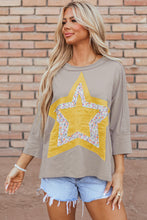 Load image into Gallery viewer, Star Applique Round Neck T-Shirt
