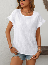 Load image into Gallery viewer, Mandy Eyelet Round Neck Short Sleeve Top

