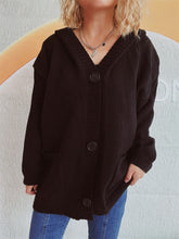 Load image into Gallery viewer, Dropped Shoulder Long Sleeve Hooded Cardigan
