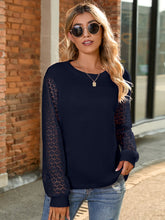 Load image into Gallery viewer, Full Size Round Neck Lace Long Sleeve T-Shirt Plus Size
