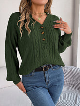 Load image into Gallery viewer, Cable-Knit V-Neck Long Sleeve Sweater
