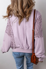 Load image into Gallery viewer, Openwork Round Neck Long Sleeve Sweatshirt
