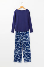 Load image into Gallery viewer, Round Neck Long Sleeve Top and Printed Pants Lounge Set
