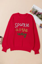 Load image into Gallery viewer, Plus Size Contrast Letter Round Neck Long Sleeve Sweater
