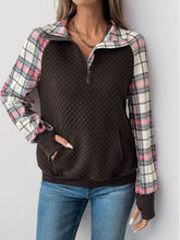 Load image into Gallery viewer, Perfee Plaid Half Zip Long Sleeve Sweatshirt
