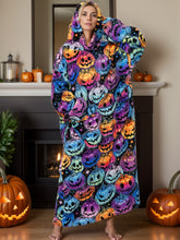 Load image into Gallery viewer, Fuzzy Pocketed Long Sleeve Hooded Lounge Dress
