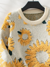 Load image into Gallery viewer, Sunflower Round Neck Long Sleeve Sweater
