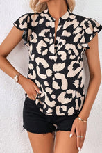 Load image into Gallery viewer, Leopard Notched Cap Sleeve Blouse
