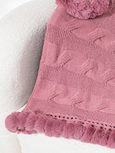 Load image into Gallery viewer, Fuzzy Hem Cable-Knit Poncho
