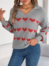 Load image into Gallery viewer, Heart Johnny Collar Long Sleeve Sweater
