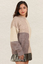 Load image into Gallery viewer, VERY J Color Block Mock Neck Drop Shoulder Sweater
