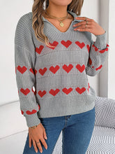 Load image into Gallery viewer, Heart Johnny Collar Long Sleeve Sweater
