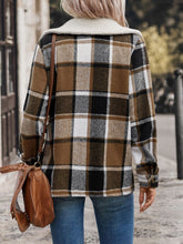 Load image into Gallery viewer, Perfee Pocketed Plaid Button Up Collared Neck Jacket
