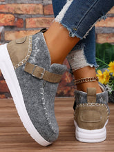 Load image into Gallery viewer, Contrast Round Toe Buckle Sneakers
