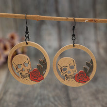 Load image into Gallery viewer, Wooden Cutout Skeleton Earrings
