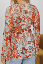 Load image into Gallery viewer, Floral V-Neck Flare Sleeve Blouse
