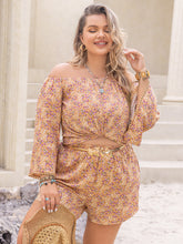 Load image into Gallery viewer, Plus Size Printed Off-Shoulder Top and Shorts Set
