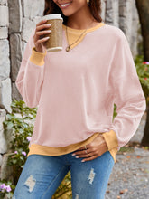 Load image into Gallery viewer, Contrast Round Neck Long Sleeve Sweatshirt
