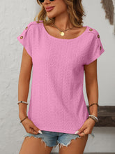Load image into Gallery viewer, Mandy Eyelet Round Neck Short Sleeve Top
