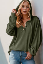 Load image into Gallery viewer, Double Take Full Size Half Button Long Sleeve Hoodie
