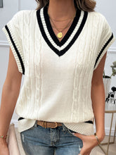 Load image into Gallery viewer, Cable-Knit V-Neck Sweater Vest
