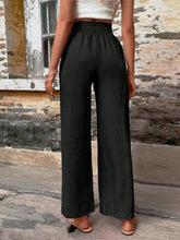 Load image into Gallery viewer, Tied High Waist Wide Leg Pants with Pockets
