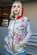 Load image into Gallery viewer, Tasha Apparel Full Size Floral Zip Up Hoodie
