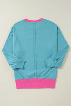 Load image into Gallery viewer, Contrast Round Neck Dropped Shoulder Long Sleeve Sweatshirt
