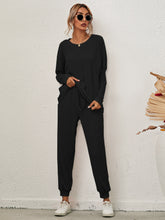 Load image into Gallery viewer, Full Size Round Neck Dropped Shoulder Top and Joggers Lounge Set
