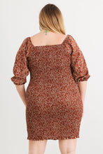 Load image into Gallery viewer, Zenobia Plus Size Smocked Printed Square Neck Mini Dress
